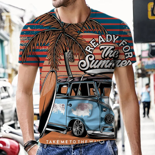 Tops Men's T-shirts Vintage Car Design Harajuku Sportswear 2024 New Short Sleeve Luxury Fashion Hot O Neck Tracksuit Street Tees.