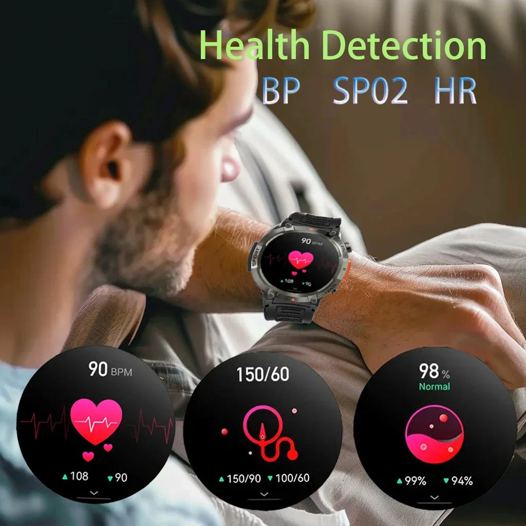 Smartwatch  Bluetooth Call With Flashlight Sport Tracker Blood Pressure IP67 Waterproof For Men