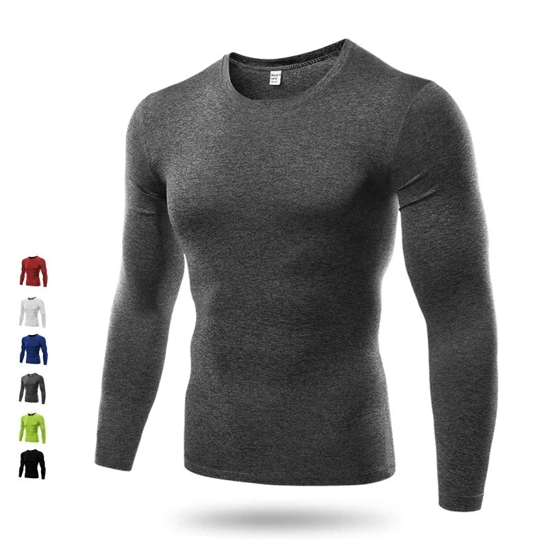 Men's Gym T-shirts Quick Dry Tights Breathable Fitness Tops Soccer Jerseys Running T Shirt Male Sportswear Compression Rashguard.