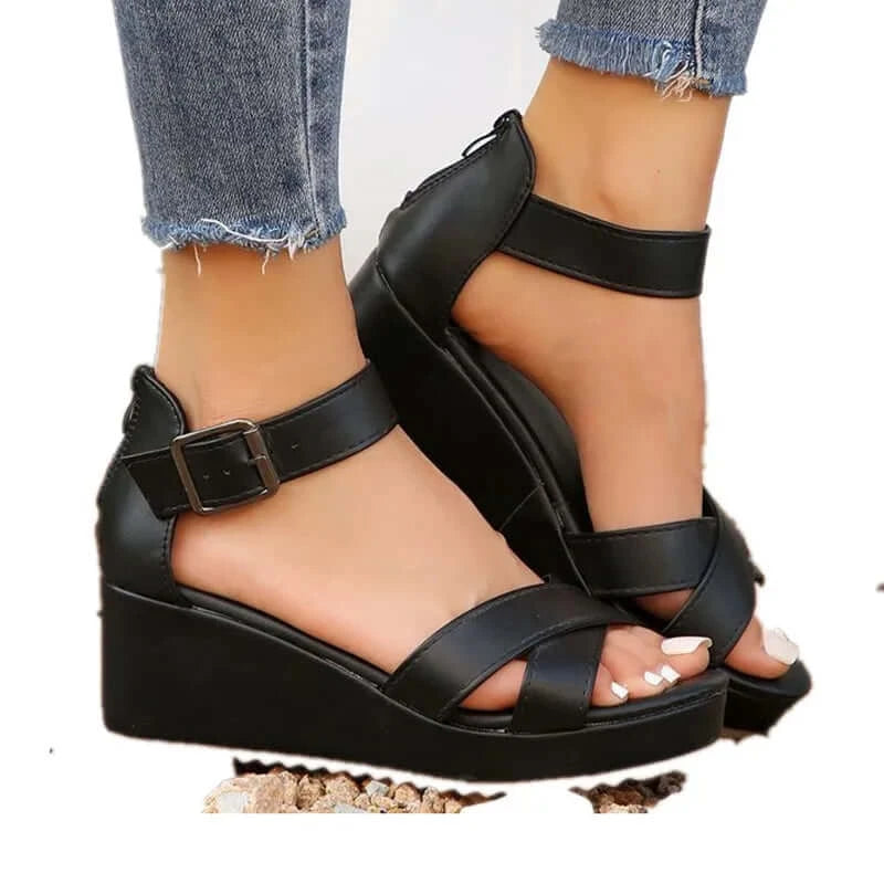 Black Wedge stylish comfortable platform sandal