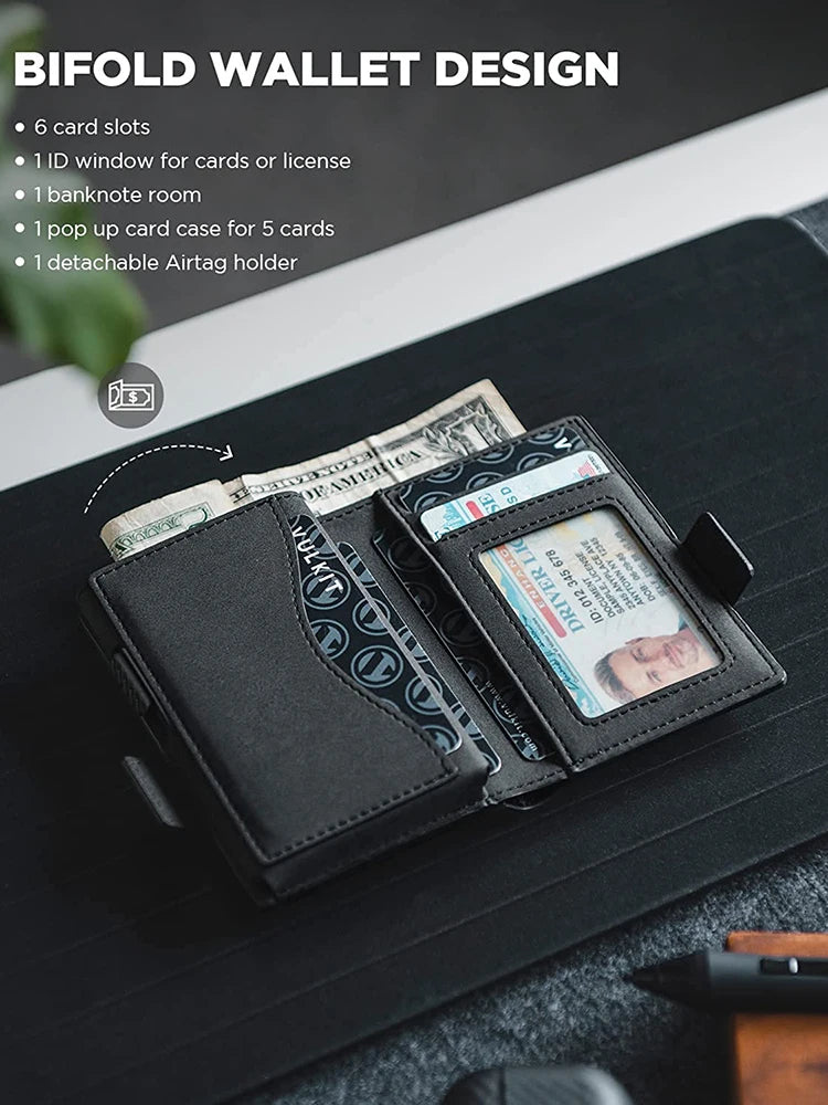 YATBEST Портфейл за мъже Тънък алуминиев държач за кредитна карта с RFID блокиране