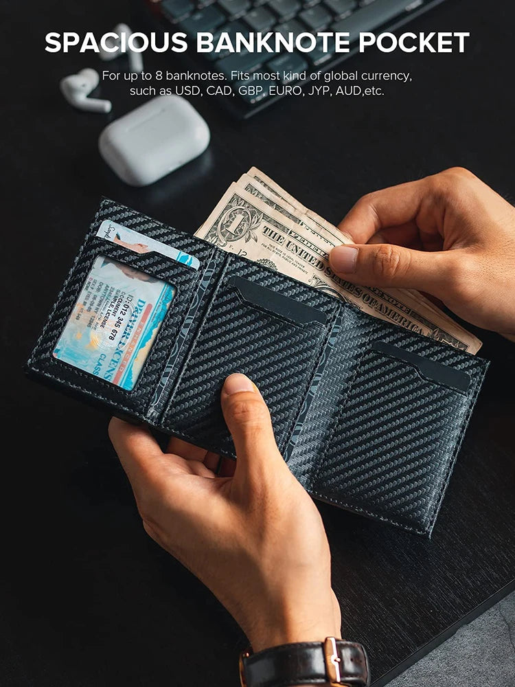 Porta carte di credito da uomo YATBEST con blocco RFID in pelle microfibra