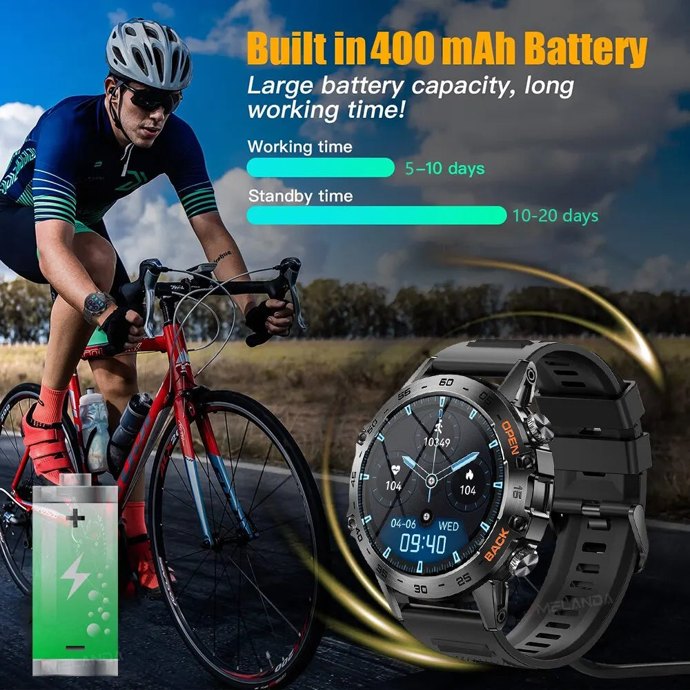 MELANDA Acciaio 1.39 "Chiamata Bluetooth Smart Watch Uomo Sportivo