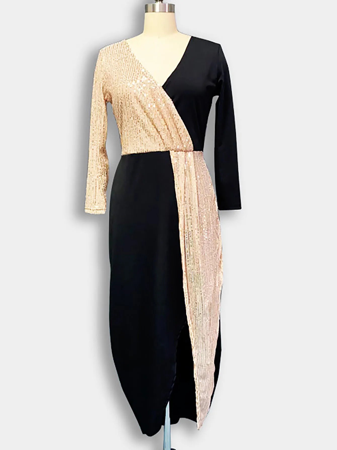 Sequin Splicing Black Golden Femme Dress Summer Style