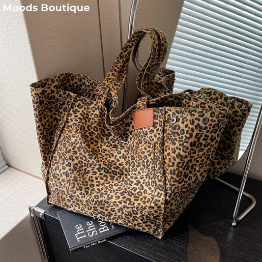 Oversized Leopard Prints Shoulder Bags Fashion Style