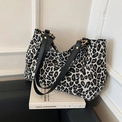 Дамски популярни дамски чанти с голям капацитет, леопардово рамо 2024 Нова мода