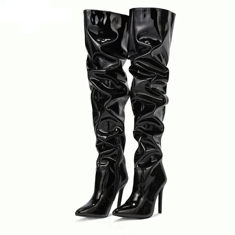 Women Over The Knee Boots High Heels Patent Leather