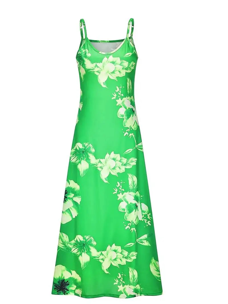 Plus Size Lady Spring Summer V-Neck Elegant Casual Bohemian Sleeveless Dress