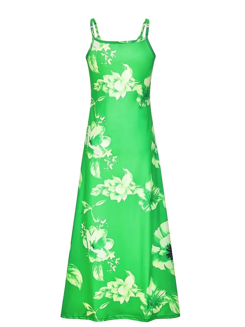 Plus Size Lady Spring Summer V-Neck Elegant Casual Bohemian Sleeveless Dress